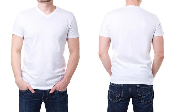 White t shirt on a young man template — Stock Photo, Image