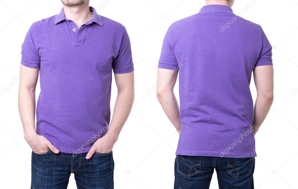 Purple polo shirt on a young man template