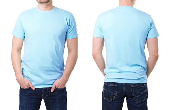 Blue t shirt on a young man template — Stock Photo, Image