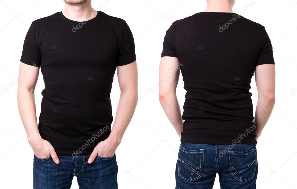 Camiseta negra en una plantilla de hombre joven fotograf a de