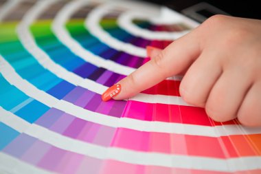 Graphic designer working with pantone palette clipart