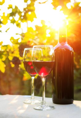 İki kadeh kırmızı şarap.