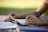 Young and education, woman studying for university test