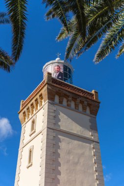 Güzel deniz feneri, Cap Spartel Tanger şehir ve Cebelitarık, Fas Afrika yakın