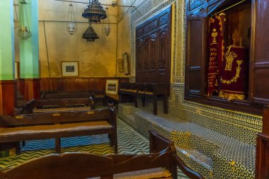 Aben Danan Sinagogu iç mekanı Fez, Fas, Afrika