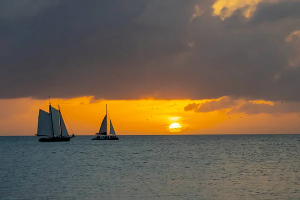 Sun Sets Atlantic Ocean Key West Florida — Fotografia de Stock