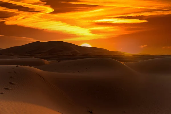 Colors Sky Glow Sun Rises Sahara Desert Morocco Africa — Stock Photo, Image