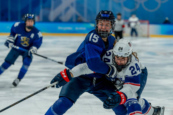 Finlands Minnamari Tuominen Plays Team Usa Preliminary Match Wukesong Sports Royalty Free Stock Images