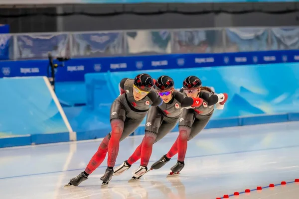 February 2022 Beijing Hebei Chn Team Canada Make Run Speed — Stock Photo, Image