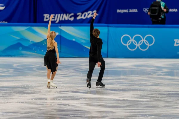 Fevereiro 2022 Pequim Hebei Chn Finlands Juulia Turkkila Mathias Versluis — Fotografia de Stock