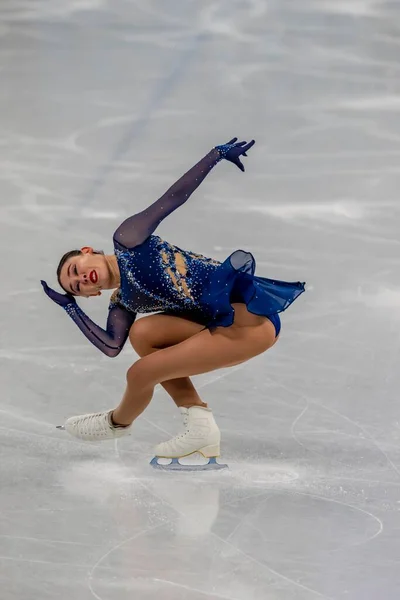 在中国河北省北京2022年冬季奥运会期间 凯拉妮 克拉内 Kailani Craine 参加了在首都体育馆举行的女子花样滑冰短跑比赛 — 图库照片