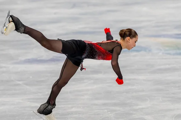 Kamila Valieva Participa Competición Individual Patinaje Artístico Femenino Estadio Interior — Foto de Stock