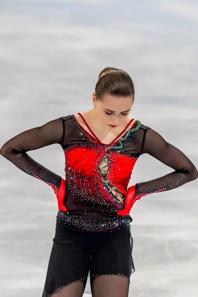 Kamila Valieva Συμμετέχει Στον Διαγωνισμό Women Figure Skating Single Στο — Φωτογραφία Αρχείου