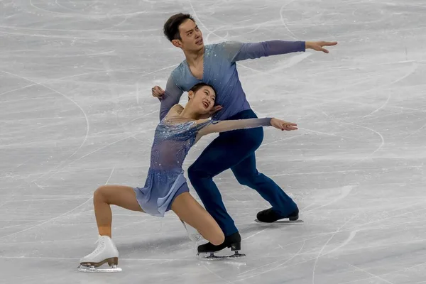 Yang Jin Cheng Peng Chn Apresentam Competição Programa Patinação Artística — Fotografia de Stock