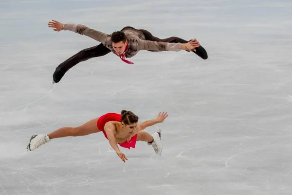 Aleksandr Galliamov Anastasia Mishina Roc Desempeñan Concurso Patinaje Artístico Par —  Fotos de Stock