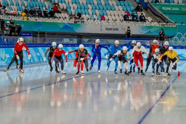 National Speed Skating Oval Odgrywa Gospodarza Mens Speed Skating Mass — Zdjęcie stockowe