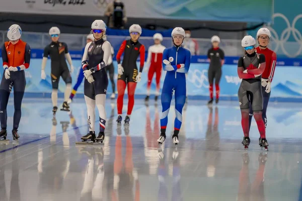 National Speed Skating Oval Odgrywa Gospodarza Womens Speed Skating Mass — Zdjęcie stockowe