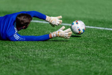 FC Cincinnati kalecisi ALEC KANN, Charlotte, Kuzey Carolina 'daki Bank of America Stadyumu' nda The Charlotte FC 'ye karşı oynuyor. Charlotte FC düzenlemelerde konuk FC Cincinnati 'yi 2-0 yendi..