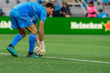FC Cincinnati kalecisi ALEC KANN, Charlotte, Kuzey Carolina 'daki Bank of America Stadyumu' nda The Charlotte FC 'ye karşı oynuyor. Charlotte FC düzenlemelerde konuk FC Cincinnati 'yi 2-0 yendi..
