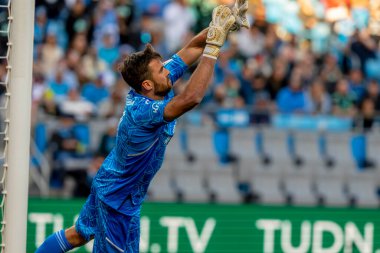 FC Cincinnati kalecisi ALEC KANN, Charlotte, Kuzey Carolina 'daki Bank of America Stadyumu' nda The Charlotte FC 'ye karşı oynuyor. Charlotte FC düzenlemelerde konuk FC Cincinnati 'yi 2-0 yendi..