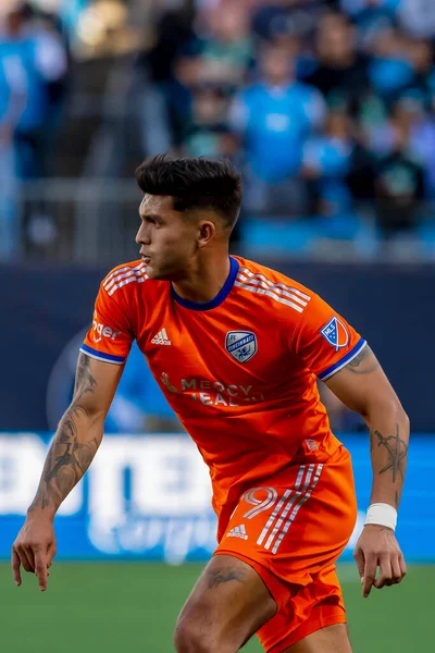ABD 'li FC Cincinnati Forward BRANDON VAZQUEZ, Charlotte, Kuzey Carolina' daki Bank of America Stadyumu 'nda The Charlotte FC' ye karşı oynuyor. Charlotte FC düzenlemelerde konuk FC Cincinnati 'yi 2-0 yendi..