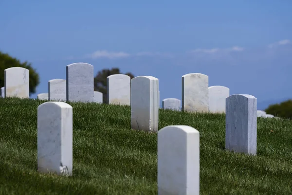 Bir Tepenin Üstünde Amerikan Gururunu Gösteren Gazi Mezarlığının Genel Görüntüsü — Stok fotoğraf