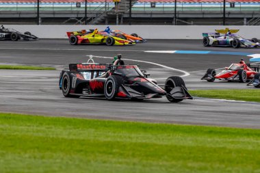 Bassingham, İngiltere 'den Jack HARVEY (45) Indianapolis Indiana' daki GMR Grand Prix sırasında virajlarda yarışıyor..