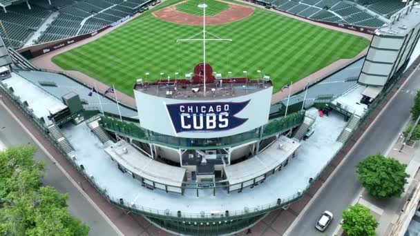 Widok Lotu Ptaka Wrigley Field Siedziba Drużyny Baseballowej Major League — Wideo stockowe