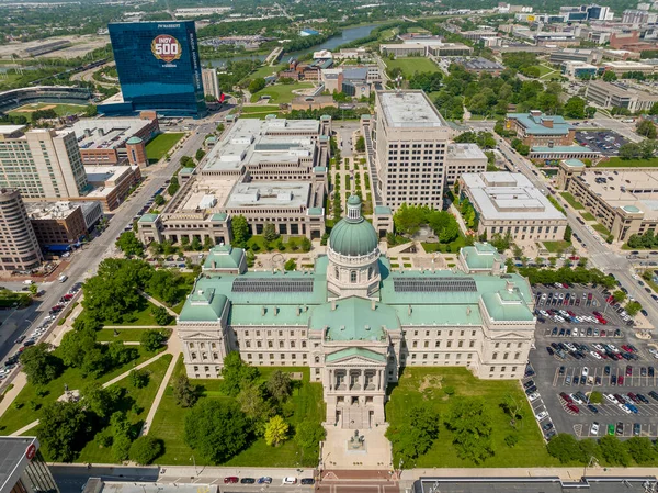 Flygfoto Över Indiana Statehouse Delstatshuvudstaden Byggnaden Den Amerikanska Delstaten Indiana — Stockfoto