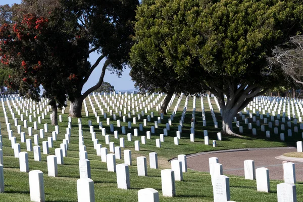 Obecný Pohled Hřbitov Veteránů Vrcholu Kopce Ukazujícího Americkou Hrdost — Stock fotografie