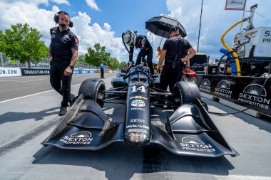 KYLE KIRKWOOD (14) (R) of Jupiter, Florida prepares to practice for the Big Machine Music City Grand Prix on the Streets Of Nashville in Nashville TN.