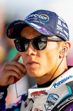 TAKUMA SATO (51) of Tokyo, Japan prepares to practice for the Bommarito Automotive Group 500 at World Wide Technology Raceway in Madison IL.