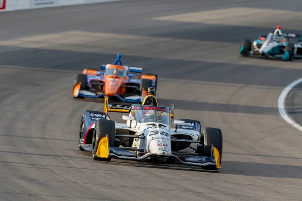 CHRISTIAN LUNDGAARD (30) (R) of Hedensted, Denmark races through the turns during the Bommarito Automotive Group 500 at World Wide Technology Raceway in Madison IL.