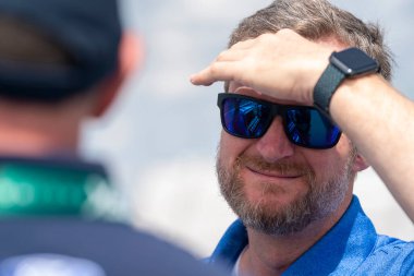 Chris Buescher meets with Dale Jr. for the Go Bowling at The Glen in Watkins Glen, NY, USA.