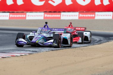 Tokyo 'dan TAKUMA SATO (51), Japonya Monterey' deki WeatherTech Raceway Laguna Seca 'da Firestone Grand Prix tatbikatı sırasında virajlardan geçer..