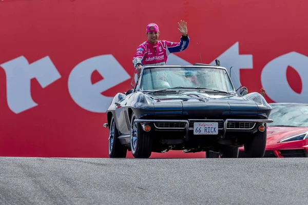 Helio Castroneves São Paulo Brasil Acena Aos Fãs Antes Correr — Fotografia de Stock