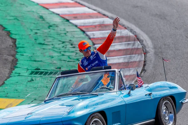 Scott Dixon Auckland Nova Zelândia Acena Para Fãs Antes Correr — Fotografia de Stock