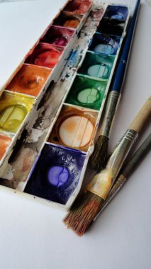 Boyalar, fırçalar.