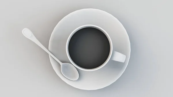 White Coffee Cup Saucer Rendering Illustration — Stock Photo, Image