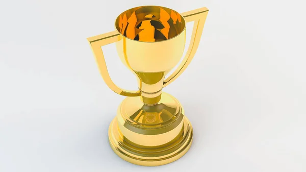 Золотий Приз Спортивний Кубок Білому Тлі Ілюстрація Рендеринга — стокове фото
