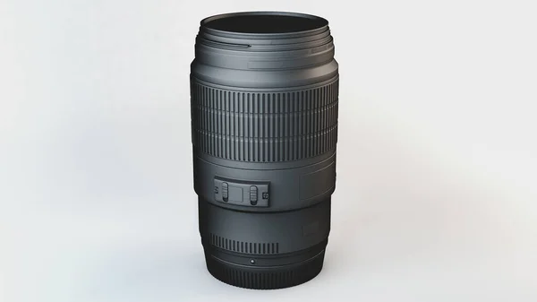 Lens Untuk Kamera Pada Latar Belakang Putih Ilustrasi Render — Stok Foto