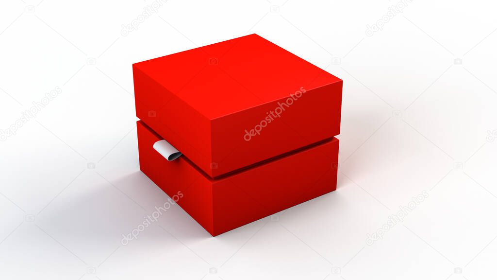 Gift, bright box on a white isolated background. 3d rendering illustration.