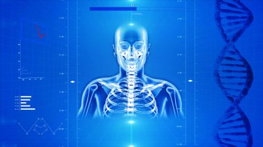 yüksek teknoloji arka planda insan iskeleti