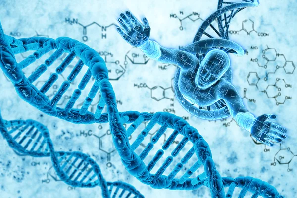 Молекули ДНК і людини — стокове фото