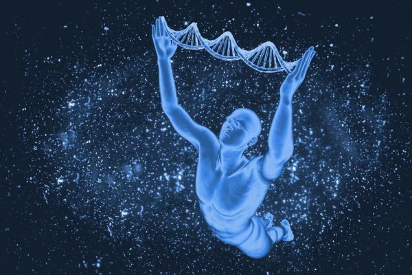 Molekuly DNA a muži — Stock fotografie