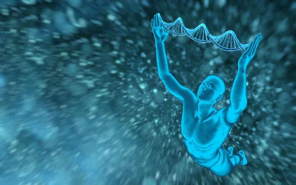 DNA molekülleri ve erkekler — Stok fotoğraf