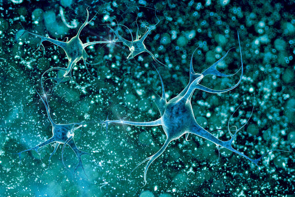 3D illustration of a neuron