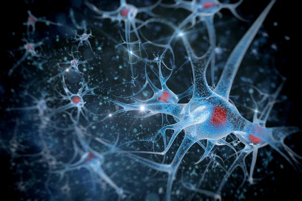 Ilustración 3D de una neurona Fotos De Stock