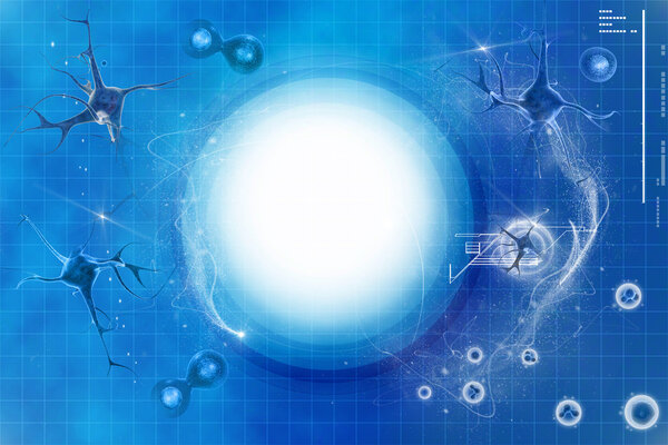 digital illustration of a neuron in colour background