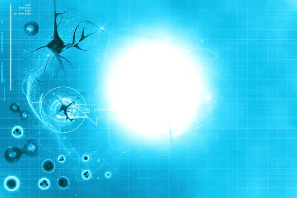 Ilustração digital de um neurônio em fundo colorido — Fotografia de Stock